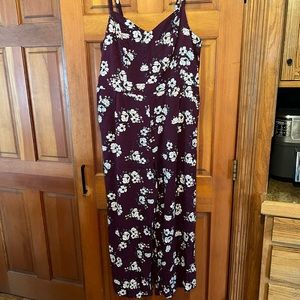 Torrid Maroon with flowers jumpsuit